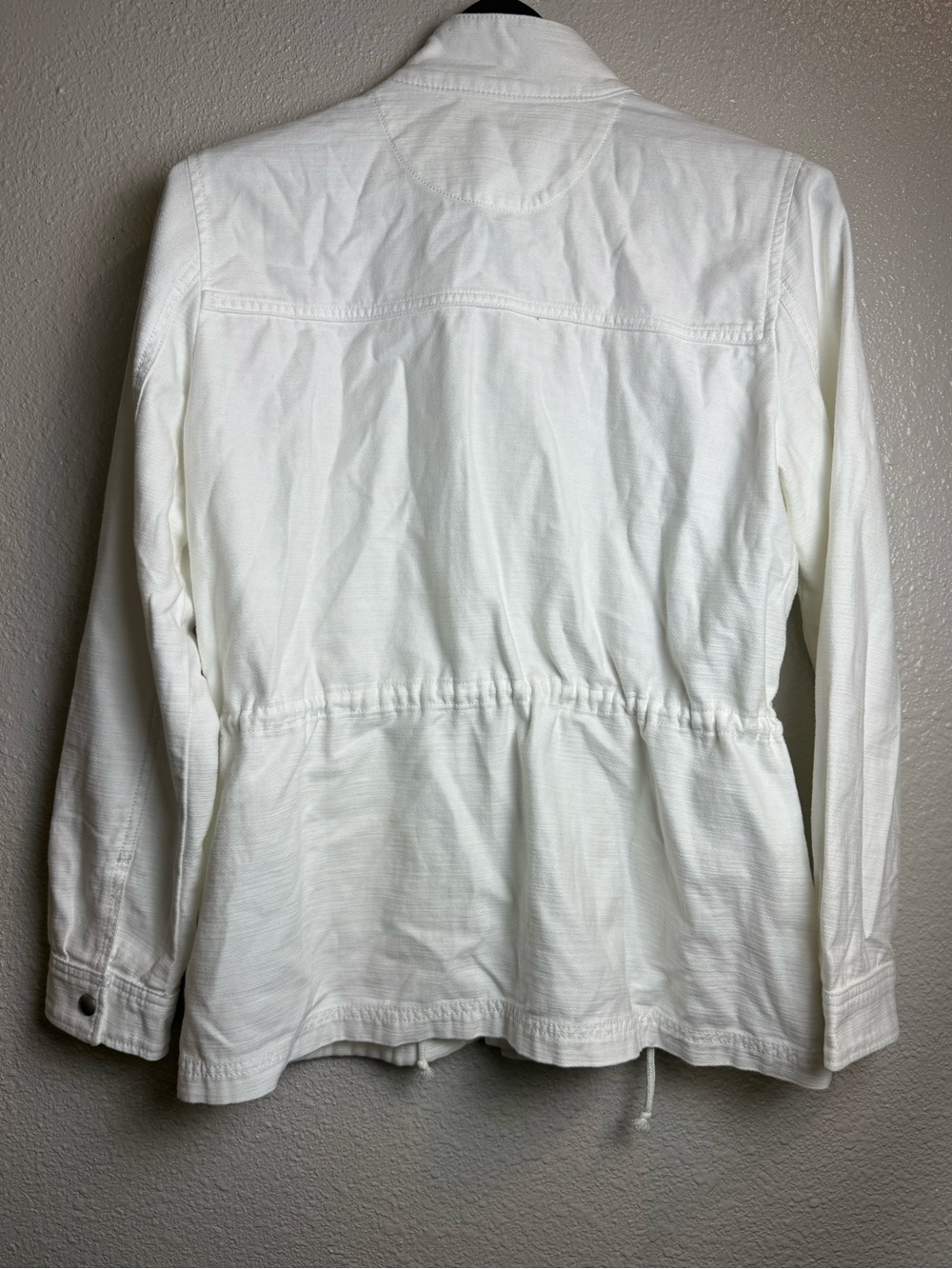 J.Crew Women’s White Cotton Utility Field Jacket Drawstring Waist Full Zip SizeS - Picture 2 of 14